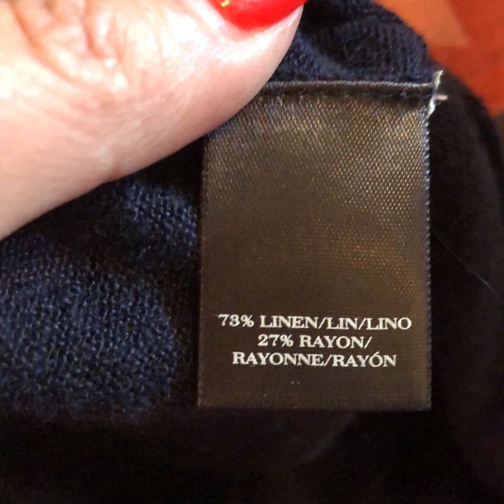 Ann Taylor navy linen button up cardigan top - Picture 7 of 7